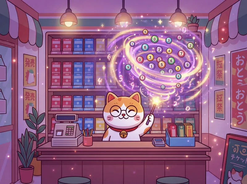 数字彩主题图片，展示了飞舞的数字和彩票