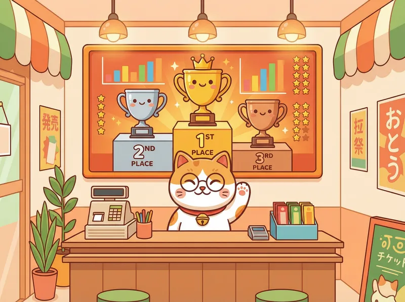 幸运便利店彩票热销排行榜展示金银铜奖杯